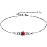 Vadmans Celtic Knot Bracelet Sterling Silver Mustard Seed/Moonstone/Birthstone Link Anklet/Bracelet Celtic Knot Christian Faith Jewelry Gifts for Women