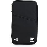 Zero Grid Family Passport Holder for Up to 6 Passports, Large Travel Document Organizer Wallet with 7 RFID Blocking Sleeves for Anti-Theft Protection - Midnight Black