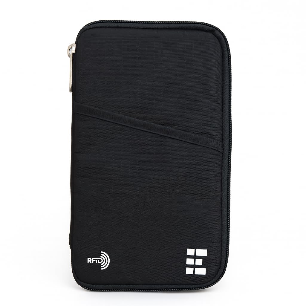 Zero Grid Passport Holder Family up to 6 Passports, Large Passport Wallet and Premium Travel Document Holder Organizer with RFID Anti-Theft Blocking - Black — image 1