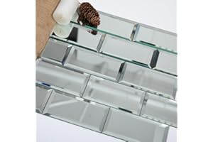 Soulscrafts Peel and Stick Mirror Tiles, 3x6 Inch Beveled Mirror Subway Tiles for Kitchen Backsplash Bathroom Wall 40 Pcs