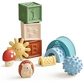 Itzy Ritzy Sensory Blocks Set, Baby Building Blocks 10-Piece, 0+ Months | Soft Baby Building Blocks w/ Textured Characters Encourage Sensory Play, Stacking, Grasping &amp; Early Motor Skills Development