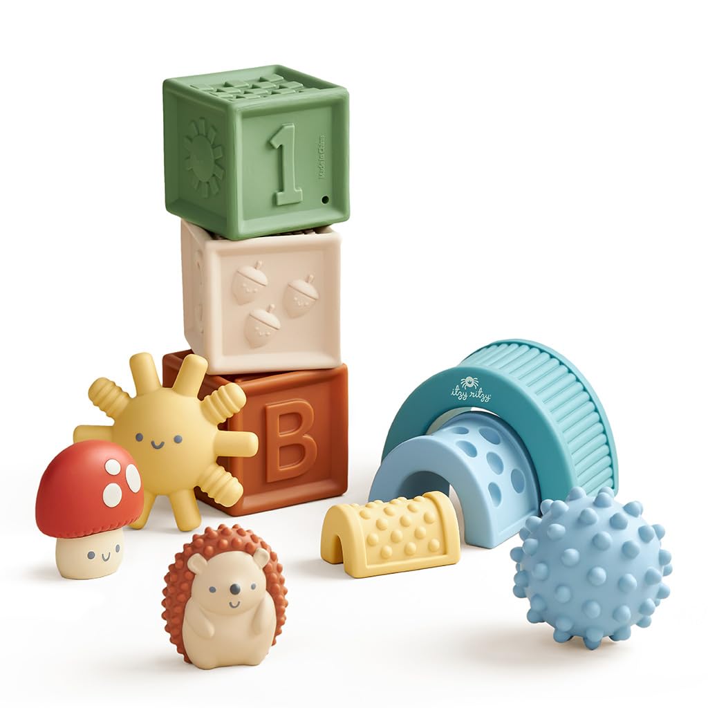 Photo 1 of Itzy Ritzy Sensory Blocks Set - Baby Building Blocks 10-Piece Set - Features Soft & Textured Characters - Sensory Toy for Babies & Toddlers Aged 0 Months and Up