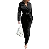 Gudasuo Jumpsuits for Women Long Sleeve Wide Leg Jumpsuit Casual Rompers With Pockets