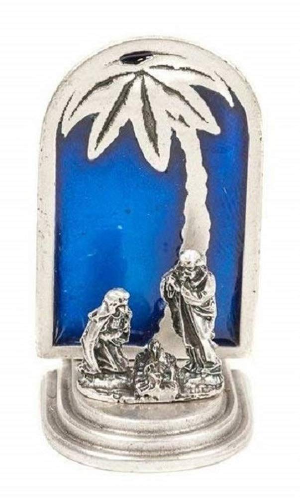 Eurofusioni Silver Plated Miniature Nativity with Palm tree - Christmas decoration