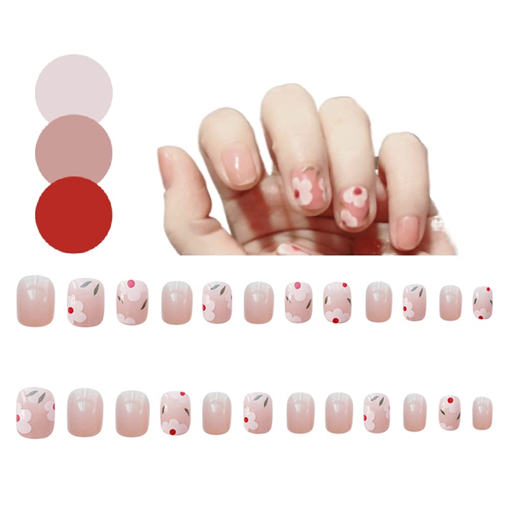 24 Pieces of Full Set Of False Nail Patch Cute Pattern False Nail Detachable Wearable Nail Decal DIY Nail Patch