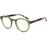 Dollger Blue Light Blocking Glasses For Woman Men Thick Acetate Frame Round Computer BlueLight Glasses Non-Prescription