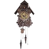 Vmarketingsite Wall Cuckoo Clocks Black Forest Wooden Cuckoo Clock. Black Forest Hand-Carved Cuckoo Clock. Bright Cuckoo Bird Sounds On The Hour and Chime Has Automatic Shut-Off. Excellent Gift.