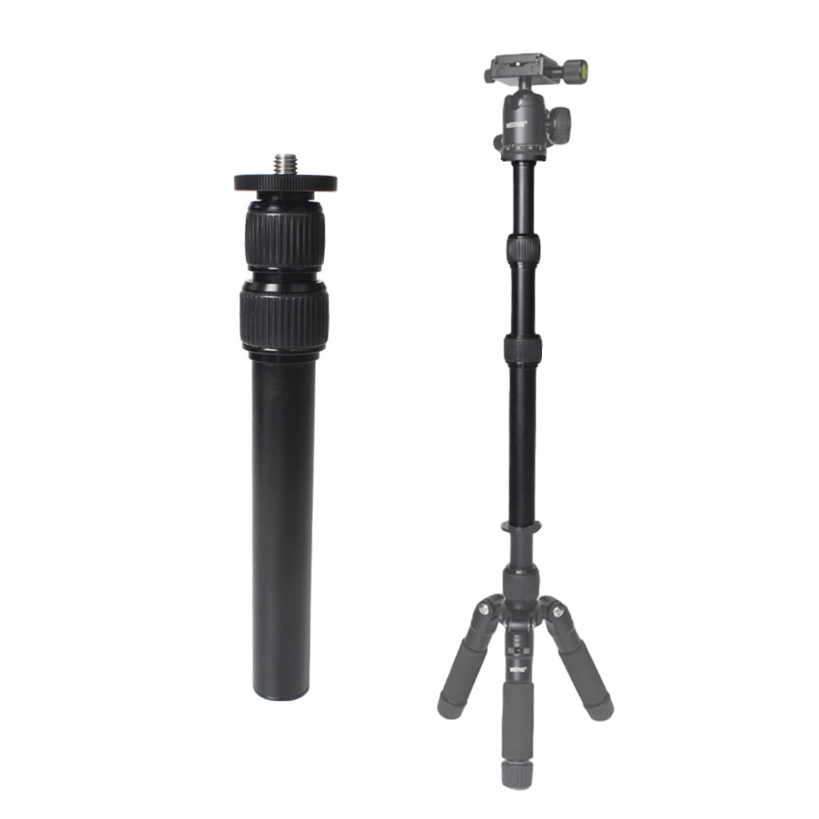 Camera Monopod, 3 Section Tripod Extension Pole, 18 Inch Aluminum Alloy Tripod Extender Tube Telescopic Extension Rod, with 1/4 3/8 Screw