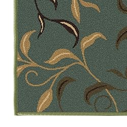 Machine Washable Leaves Design Non-Slip Rubberback