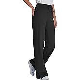 QBK Wide Leg Scrub Pants for Women - High Rise Straight Wide Leg Yoga Scrub Uniform Pants, Anti-Wrinkle & Knit Yoga Waistband