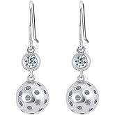 Pickleball Ball Drop Earrings for Women - 925 Sterling Silver Drop Earrings Embellished With Pickle Ball and Cubic Zirconia | Birthday Gift for Her and Pickleball Players, Mother's day