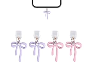 lasuroa 4pcs Dust Plug Charms for Kindle, Bow Plug Covers Decorative Type C Charging Port Insert Anti-Dust Accessories for Ph