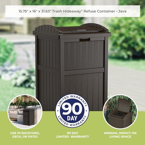 Suncast 33 Gallon Can Resin Outdoor Trash Hideaway With Lid Use In
