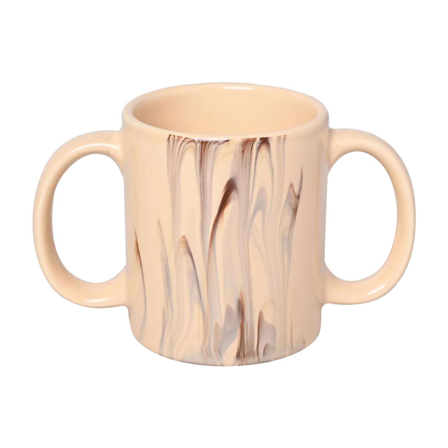 ANCIENTIMPEX Dual Handle Mug (Double Grip Mug) to Aid Tremors, Microwave Safe - 350 Ml Capacity (Cream)