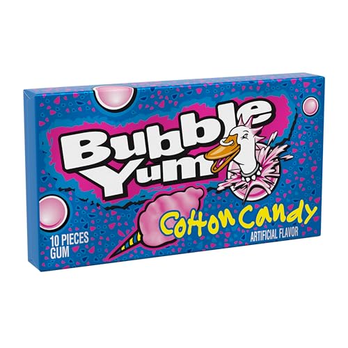 BUBBLE YUM COTTON CANDY FLAVORED CHEWY, BUBBLE GUM PACK, 2.82 OZ