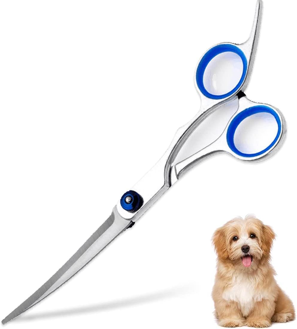 Pet Grooming Scissors, Dog Cat Curved Grooming Shears Scissors, 6" Up Curved Dog Grooming Scissors with Safety Round Tip, Stainless Steel Pet Grooming Tools, Dog Cat Hair Trimming Scissors