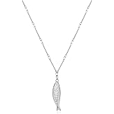 MIJENITI Beach Charm Necklaces Gold Sliver Fish Drop Necklace for Women Dainty Beach Jewelry