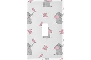 YYZZH Cute Elephant Baby Play With Butterfly Animal Print On White Toggle Switch Cover Switch Plate 2.9" X 4.6" Light Outlet Wall Plate Decoration Wallplate Cover