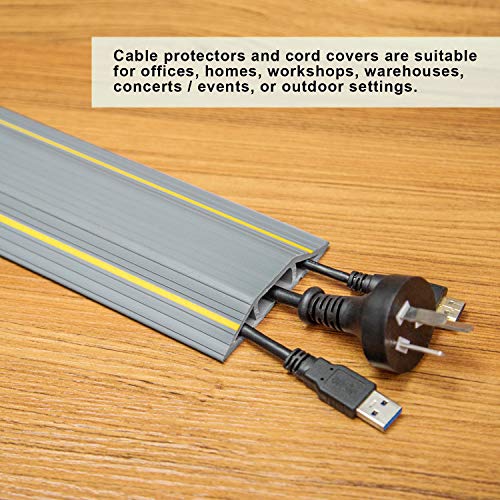 Floor Cable Cover, 6.5 Ft Floor Cord Protector 3 Channels Contains