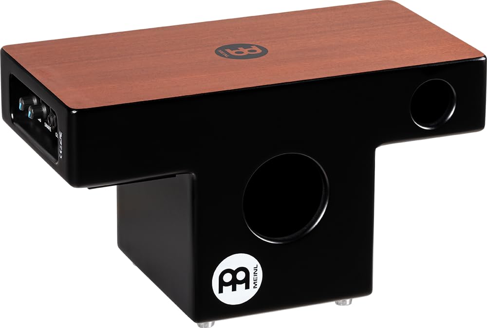 Meinl Percussion Pickup Slaptop Cajon - Back-friendly T-Design with 2 Forward Facing Sound Ports - Wood, Black / Natural (PTOPCAJ4MH-M)