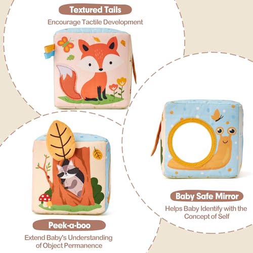 hahaland Montessori Baby Tissue Box 6-12 Months, Sensory Interactive Soft Toy Box Babies 3 6 8 12 Months, Original Gift for Newborn Babies