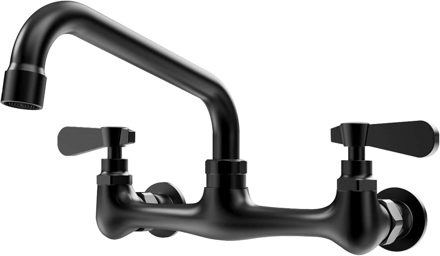 Photo 1 of BWE Wall Mount Kitchen Faucets 8 Inch Center Commercial Kitchen Sink Faucet with 8" Swivel Spout 2 Handle Wall Mounted Utility Laundry Sink Faucets, Utility Sink Faucet