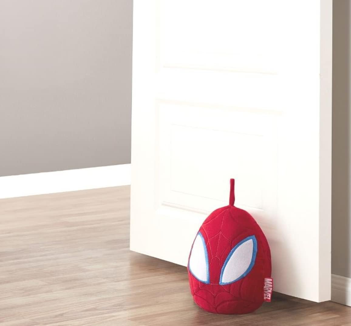 Draft Stoppers - Spider-Man Door Stopper - Official Marvel Product - Spiderman Egg Head Shaped Fully Functional Home Accent Weighted - Cuddly Pillow Like Plush Door Stopper - Book End Wall Protector(Spider-Man)