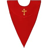 Erligo Unisex Classic V Shape Choir Solid Satin Stole with Embroidery Cross Reversible for Adults Church