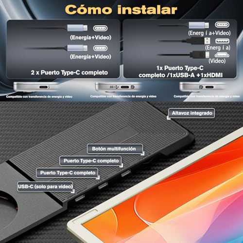 Teamgee 15.6" Extensor de Pantalla para Laptop, Monitor Portátil para Laptops 13-17” Mac/Windows, 120% sRGB FHD, Soporte Metálico, Rotación 235°, Ideal para Trabajo Híbrido