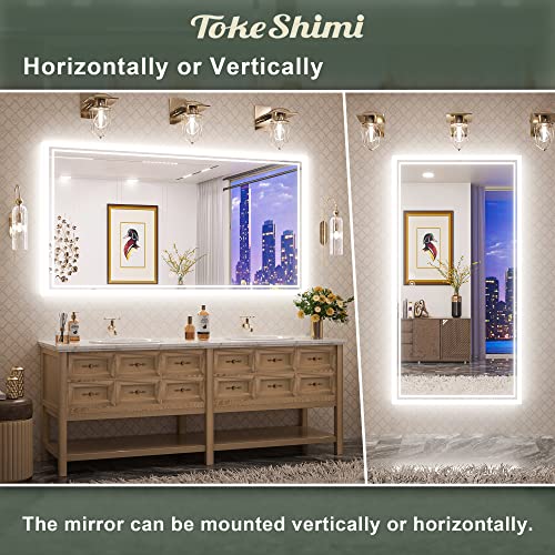 TokeShimi 60 x 28 Inch LED Bathroom Mirror Lighted Vanity Mirror Large