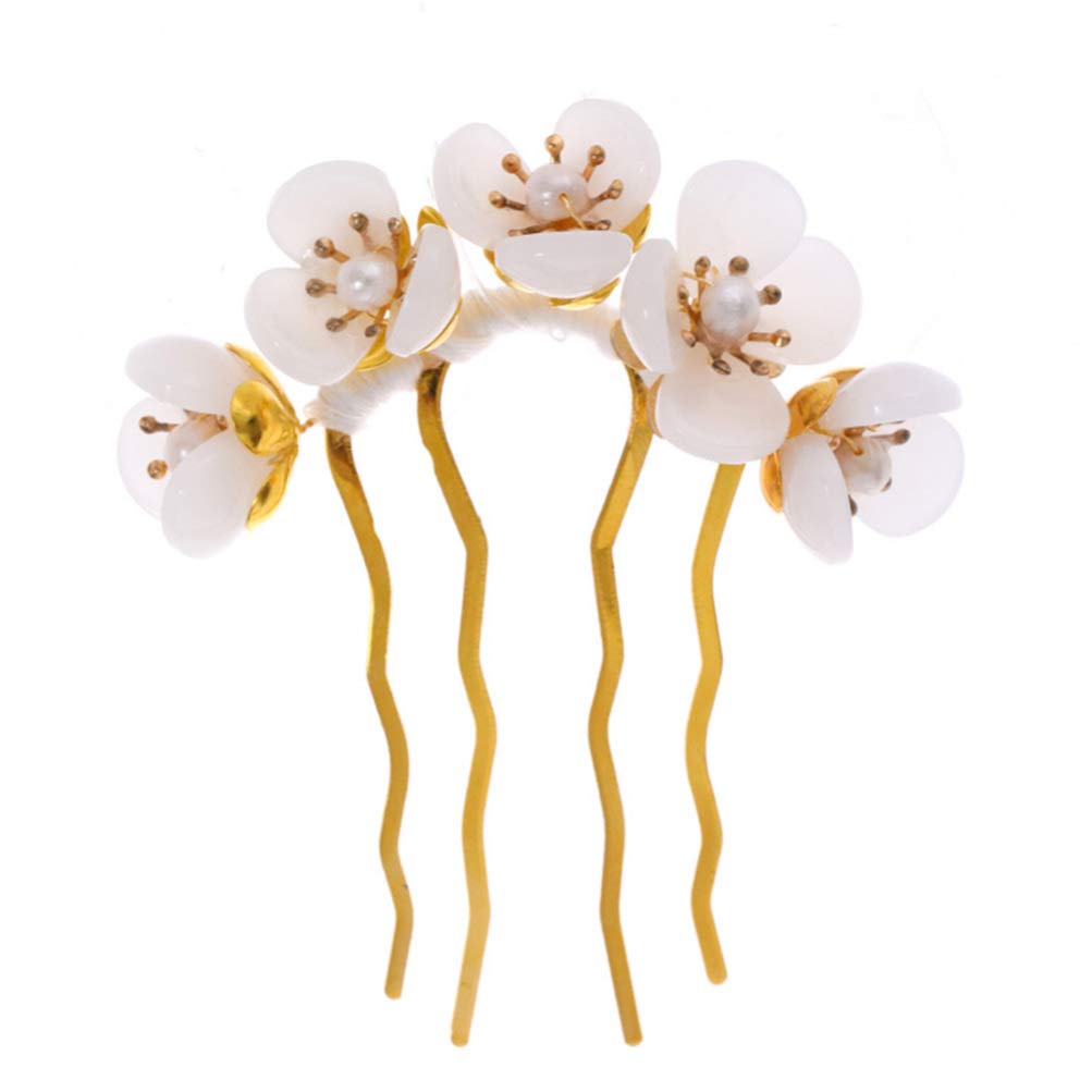 Lurrose Hair Chopsticks Vintage Hair Stick Stylish Chinese Style Pins Petal Clips Antique Stick Pearl Pins for Girls Women (Mixed Color)