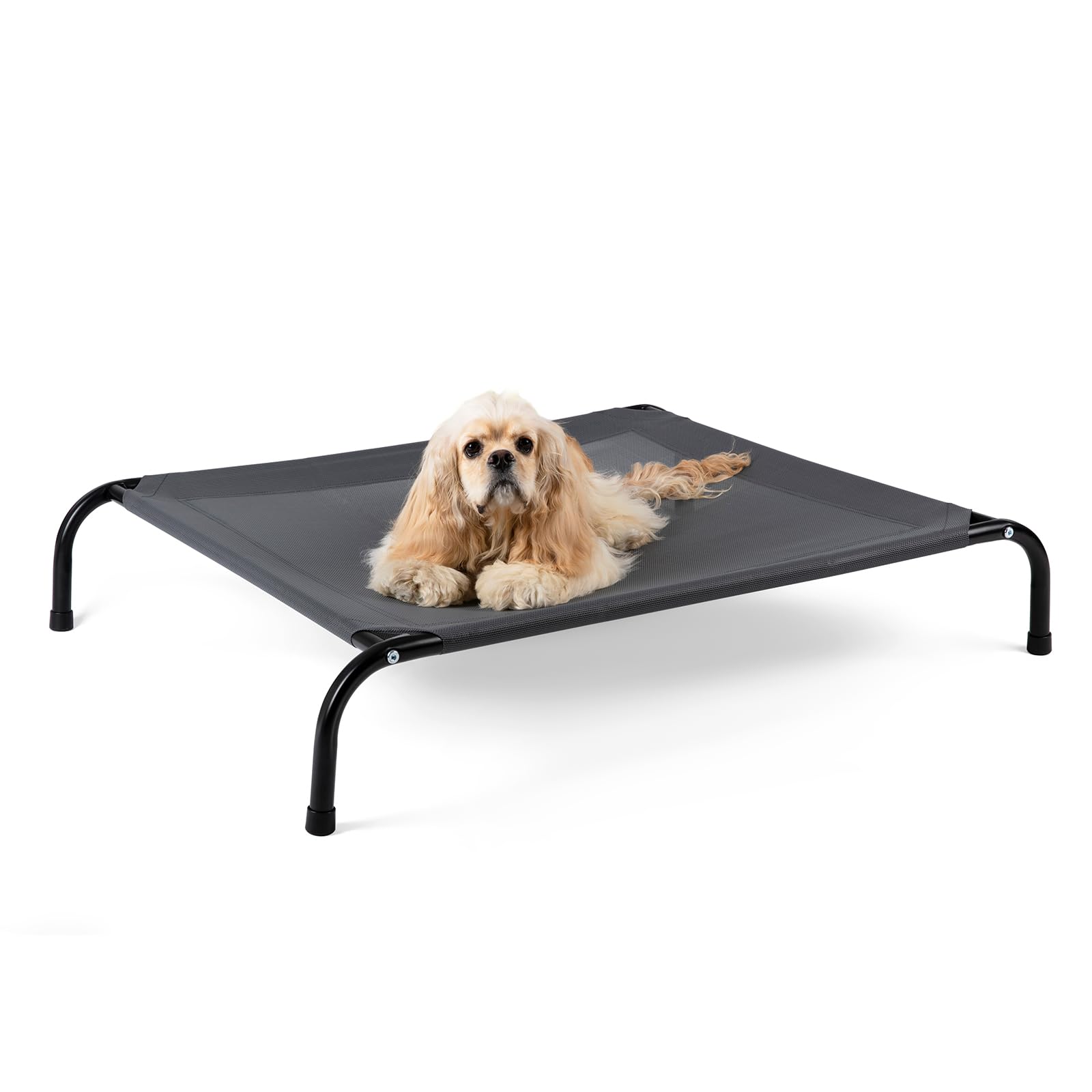 Photo 1 of SIEMOUR Cooling Elevated Dog Bed with Non-Slip Floor Protectors & Breathable Mesh, Raised Indoor & Outdoor Dog Cot Hammock, 41" L x 32" W x 8" Th, Medium, Grey