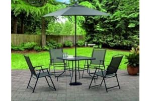 MAINSTAYS FURNITURE NEW Albany Lane 6-Piece Folding Dining Set, Multiple Colors (Grey)