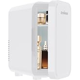 Enventor Skincare Fridge, 6L/8Can Makeup Fridge, Mini Fridge for Bedroom | AC/DC Power, Cooler &amp; Warmer Personal Refrigerator for Skincare and 8&times; 330 ml Cans, Compact &amp; Portable, Low Noise, White