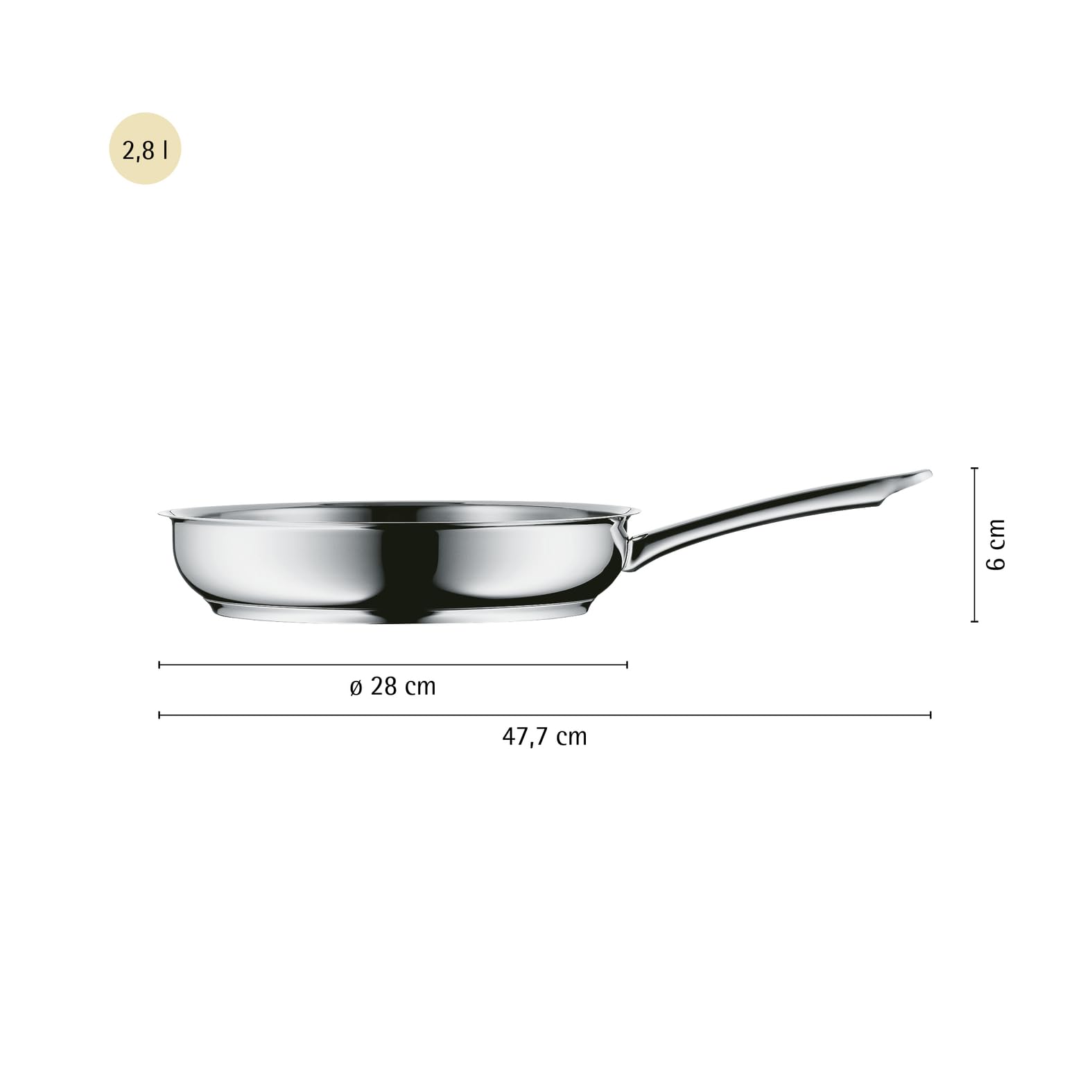 WMF Profi Bratpfanne 28 cm, Edelstahlpfanne unbeschichtet, Cromargan Edelstahl Pfanne Induktion, für alle Herdarten geeignet, backofenfest, spülmaschinengeeignet 5
