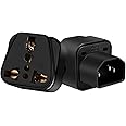 JORINDO 2pcs IEC C14 to Universal Socket for EU US UK AU Socket Power Adapter AC Plug，use for UPS/PDU Server, a Computer Host & More C13 Socket Equipment. C14 to NEMA-5-15P,C14 to US olug (Black)