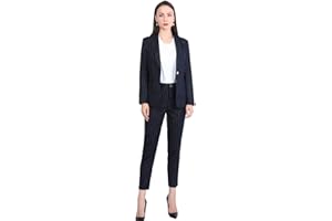 YYNUDA Women's Casual Striped 2 Piece Office Work Business Suit Set Blazer and Pant