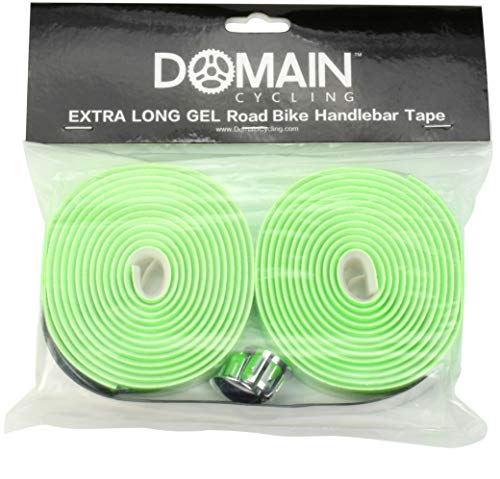 Domain Cycling Extra Long Gel Bicycle Handlebar Bar Tape Wrap for Road Bikes and Cycling (Green)