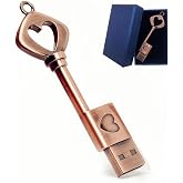 64GB USB 2.0 Flash Drive,Smozer Metal Love Heart Key Shaped USB Drive Thumb Drive USB Computer Memory Drive Nice Gifts for Wedding/Anniversary/Photography (64GB, 1 Pack with Gift Box)