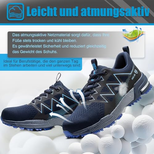 Safety Shoes for Men Women Non-Slip Work Sneakers Lightweight Comfortable Breathable Safety Footwear with Steel Toe
