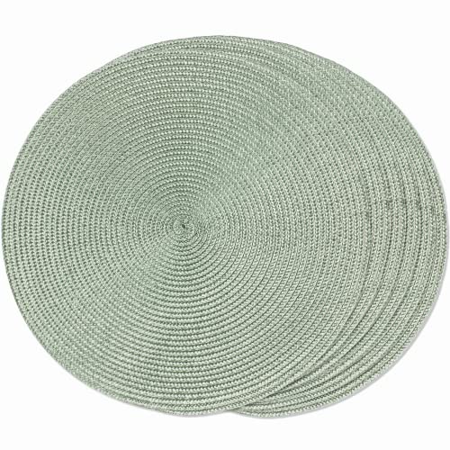 FunWheat Lot de 6 Sets de Table Ronds tressés pour Tables de Salle à Manger, lavables, antidérapants, 38,1 cm, Vert Brouillard