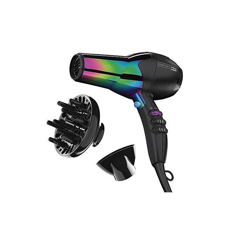 Infinitipro By Conair 1875W Ion Choice Hair Dryer, Rainbow Finish, Rainbow Chrome Finish, Full Size
