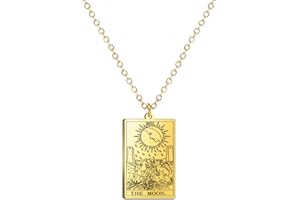 Kkjoy Vintage Tarot Cards Necklace for Women Trendy Tarot Necklace for Teen Girls Stainless Steel Pendant Necklace Gold Silve