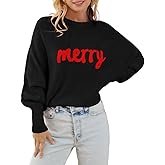 Scgirl Womens Merry Christmas Sweaters Long Batwing Sleeve Sweater Loose Fit Pullover Top Sweaters