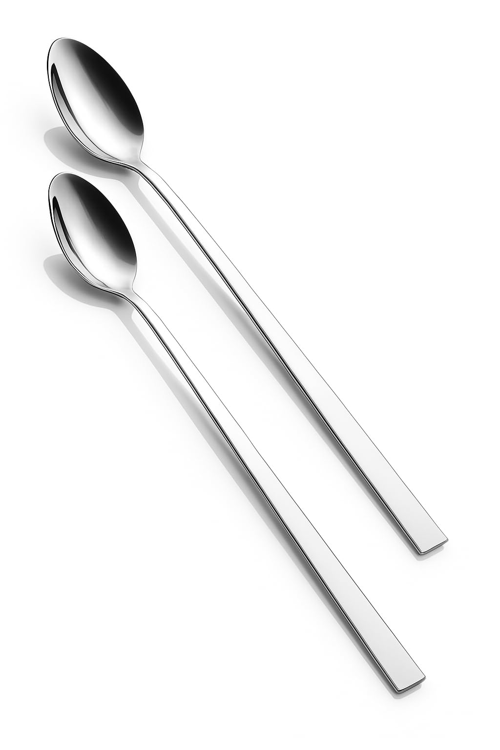 2 x Long Handled Teaspoons Spoons Latte Coffee18/10 Polished Stainless Steel Set of Tea Spoon Cutlery for Ice Cream Sundae Handle