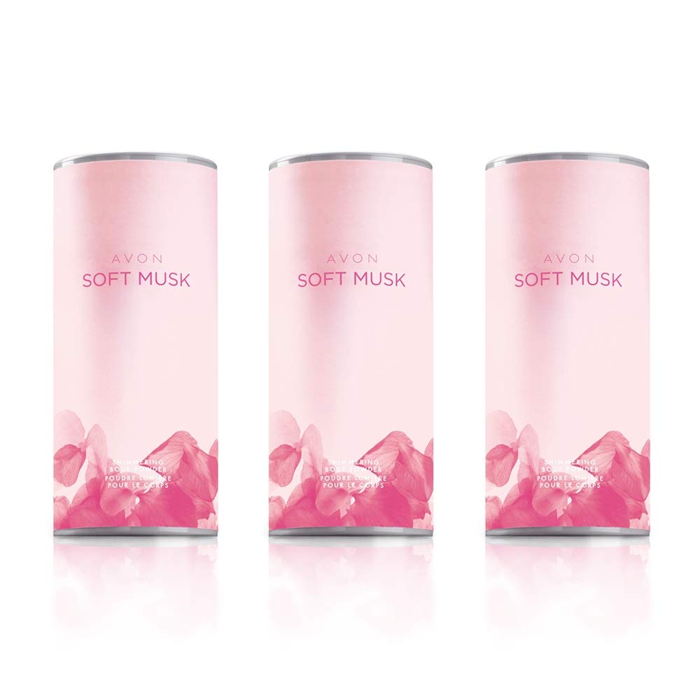 3 x Avon Soft Musk Shimmering Body powder - 40g
