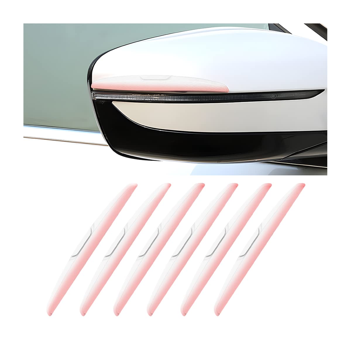 Photo 1 of Moly Magnolia 6PCS Car Door Edge Guards, Silicone Anti-Collision Protector Strip, Auto Bumper Anti-Scratch Trim, Rearview Mirror and Door Handle Stickers, Universal for SUV, Pickup, Truck (Red)