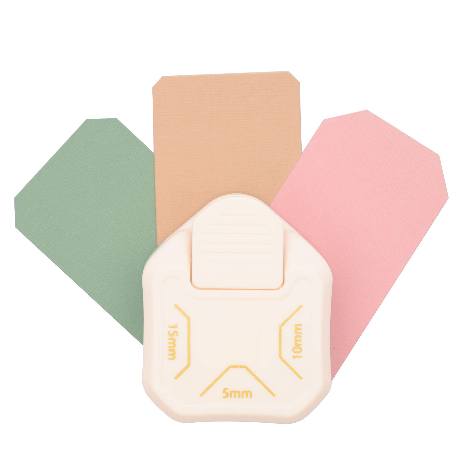 Vaessen Creative 3-in-1 Corner Punch - Diagonal Corners - 5/10 / 15 mm - Card Making Supplies - Cutter for Paper, Cards, Invitations and Scrapbook - Crafting Supplies, White-gold