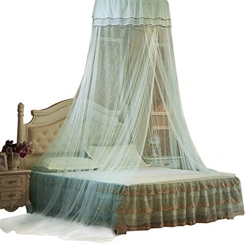Mosquito Net - Opening Ceiling Dome Round Cute Princess Student - Suitable for Bed 3.9-5.9 INCH (Water-Blue)
