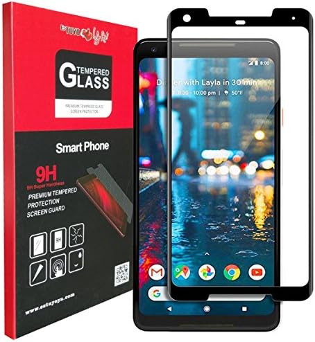 estuyoya – Google Pixel 2 XL Screen Protector Complete 4d Factor 9H Hardness Tempered Glass 2.5d Ultra HD Pixel 2 XL – BLACK